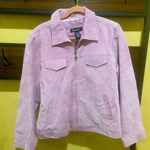 Beautiful pink 100% leather suede jacket. Size: L